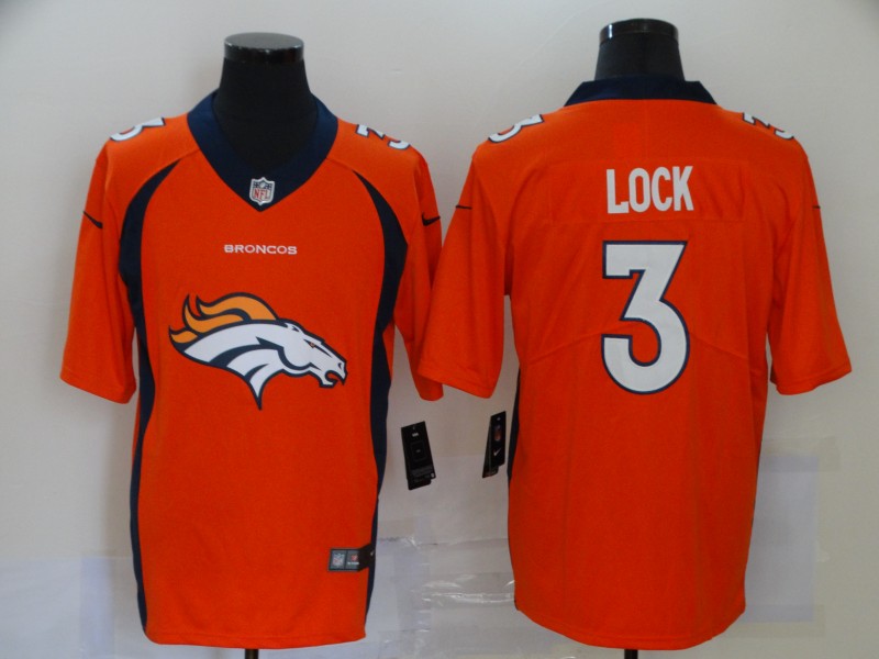 Men's Denver Broncos #3 Drew Lock Orange 2020 Team Big Logo Limited Stitched Jersey